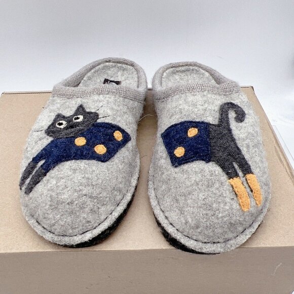 Haflinger Flair Gallina Slipper Clog Captains Gray Wool Shoe Cat Wms US 6 EU 37 - Picture 1 of 13